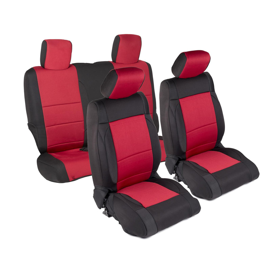Neoprene Seat Cover 07-12 Wrangler JK 2 DR Set Front/Rear Red Smittybilt 