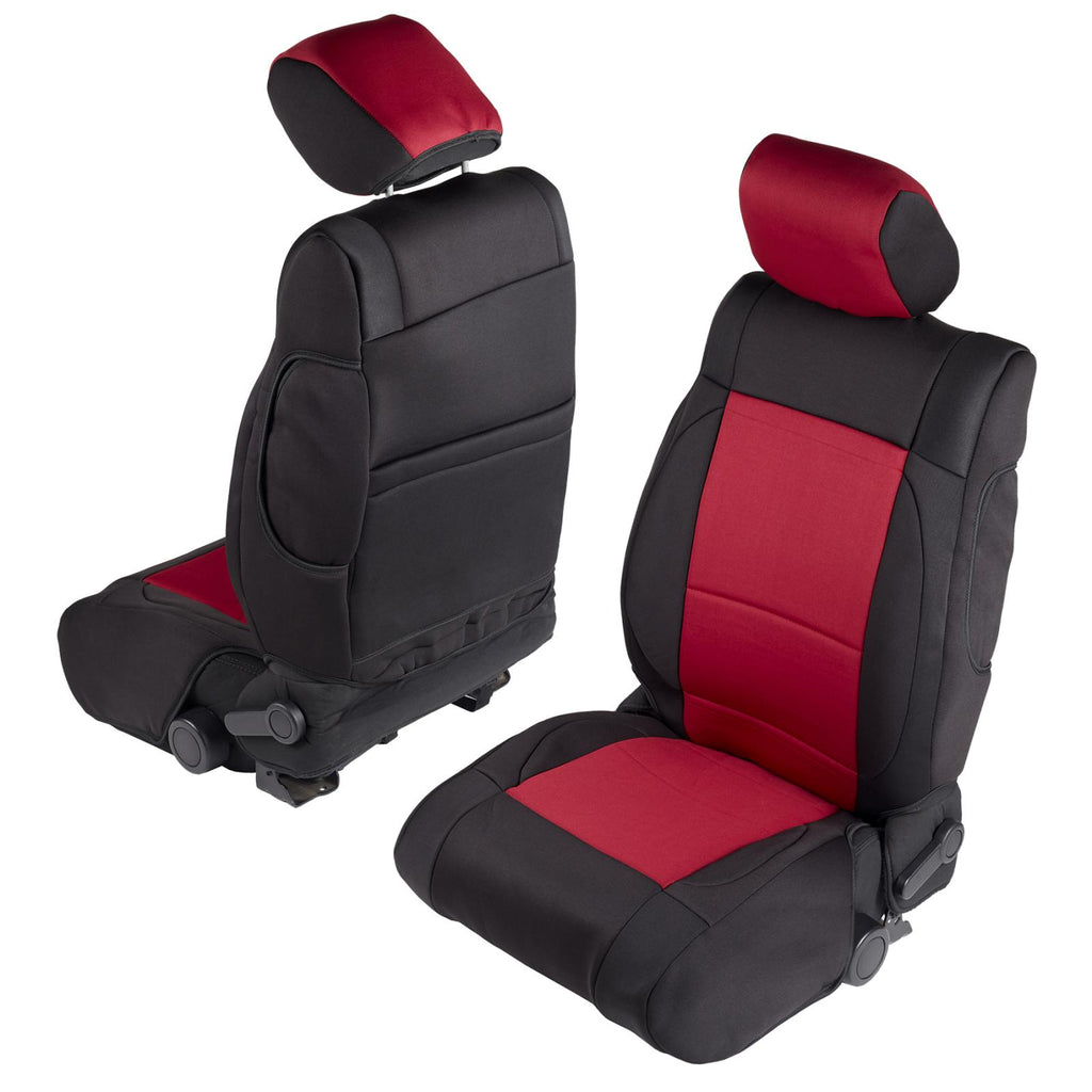 Neoprene Seat Cover 07-12 Wrangler JK 2 DR Set Front/Rear Red Smittybilt 