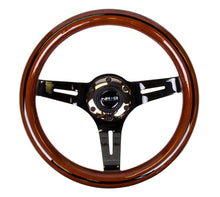 Load image into Gallery viewer, NRG Classic Wood Grain Steering Wheel (310mm) Dark Wood &amp; Black Line Inlay w/Blk Chrome 3-Spoke Ctr. NRGST-310BRB-BK