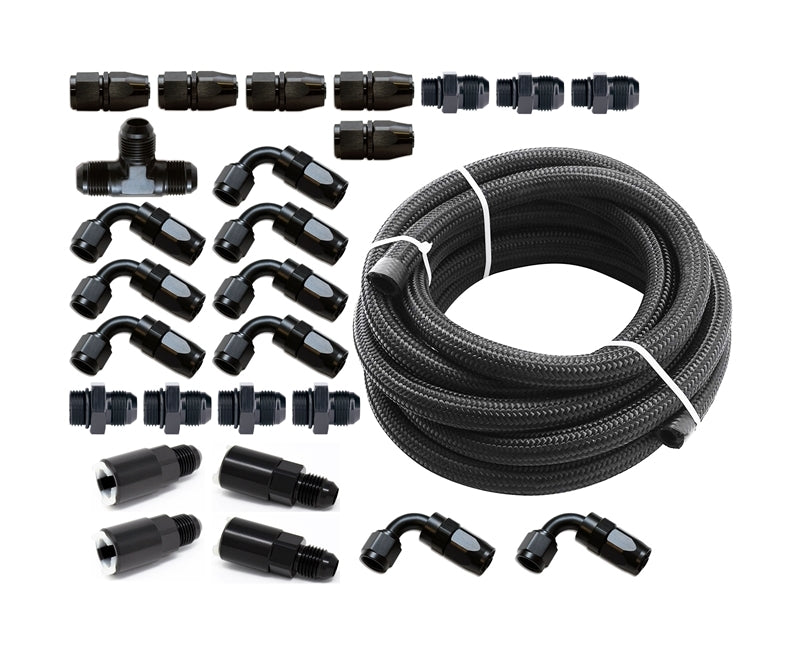 Torque Solution Braided Fuel Line Kit for -6 Aeromotive FPR & Flex Fuel Kit - 02-14 Subaru WRX TQSTS-SU-6FLK-AM-FF