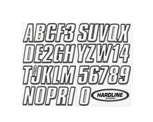 Load image into Gallery viewer, Hardline Boat Lettering Registration Kit 3 in. - 800 White/Black HRLWHBLK800