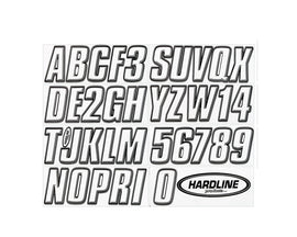 Hardline Boat Lettering Registration Kit 3 in. - 800 White/Black HRLWHBLK800