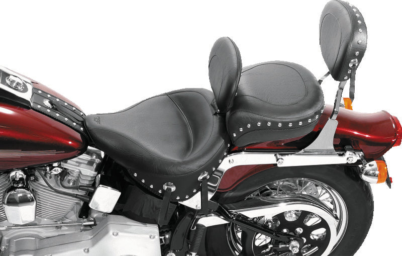 Mustang 84-06 Harley Standard Rear Tire Wide Touring Solo Seat w/Driver Backrest Studs - Black