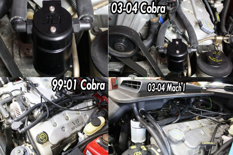 J&L 99-04 Ford Mustang SVT Cobra Driver Side Oil Separator 3.0 - Black Anodized JLT3018D-B
