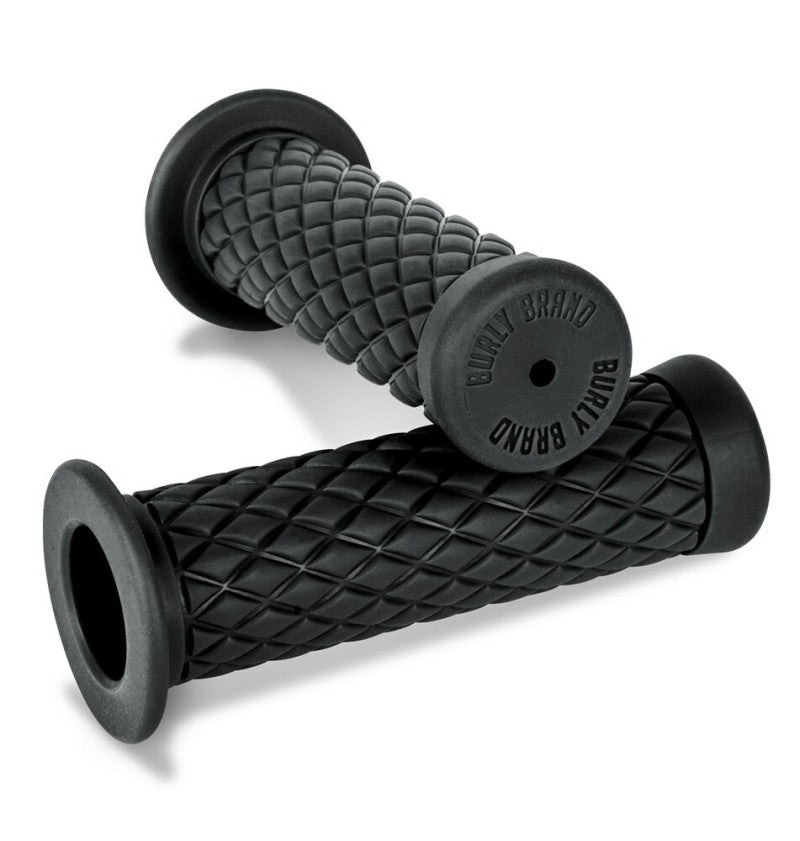 Burly Brand Rubber Diamondback Grips 7/8in - Black BURB16-1004