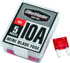 BikeMaster 5Piece 10A Replacement Mini Blade Fuse BKM152444