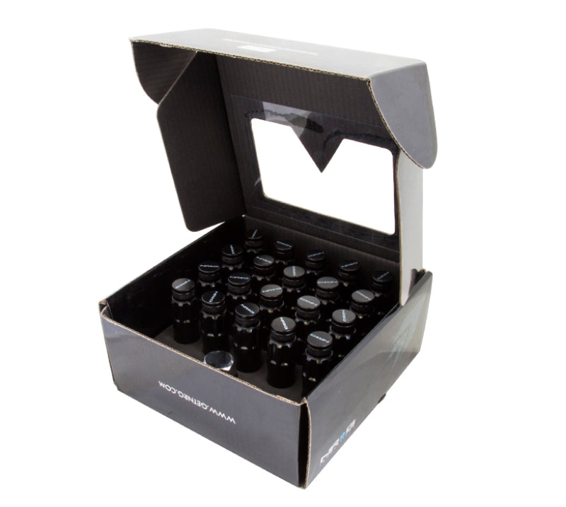 NRG 700 Series M12 X 1.25 Steel Lug Nut w/Dust Cap Cover Set 21 Pc w/Locks & Lock Socket - Black NRGLN-LS710BK-21