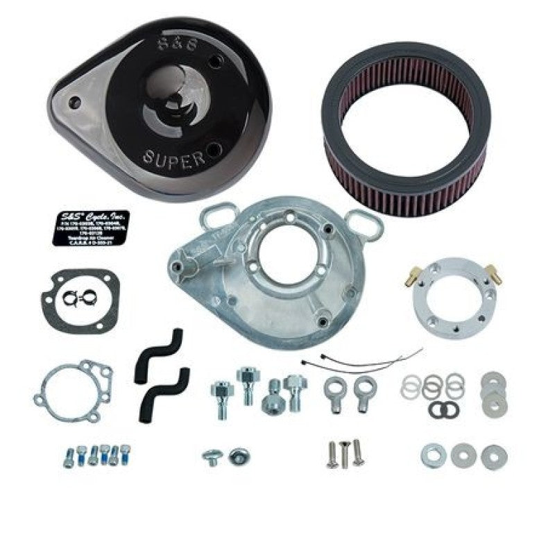 S&S Cycle 01-17 Stock EFI BT Models Teardrop Air Cleaner Kit - Gloss Black SSC170-0304B