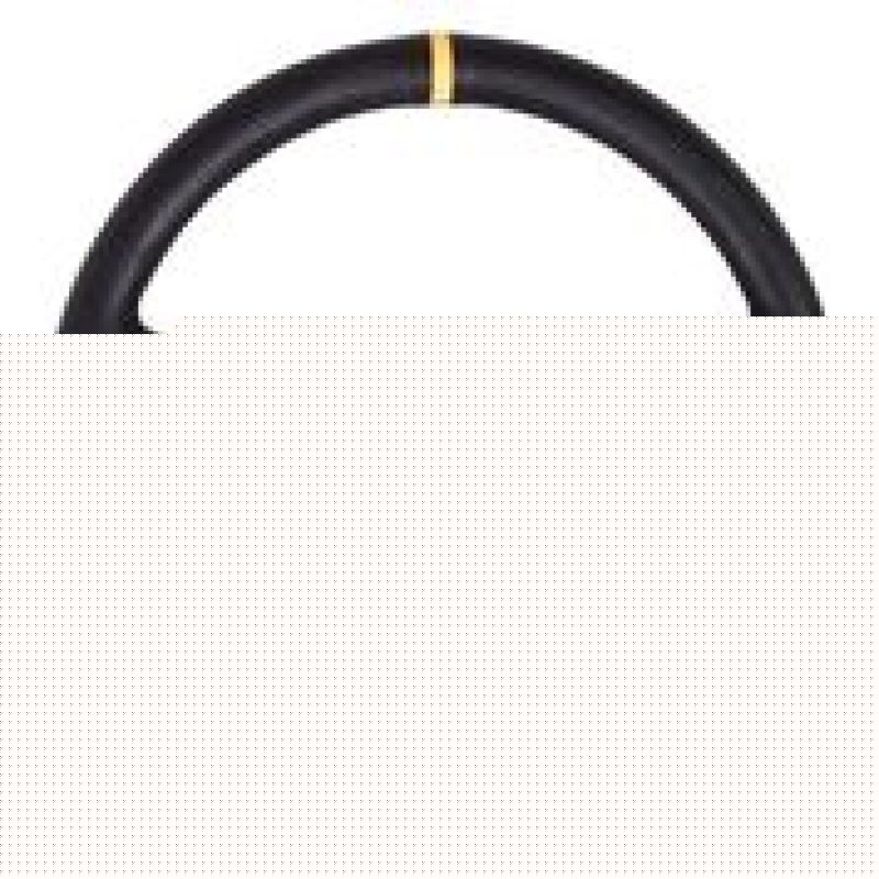 NRG Reinforced Steering Wheel (350mm / 3in. Deep) Blk Leather w/Blue Circle Cutout Spokes NRGRST-006BL