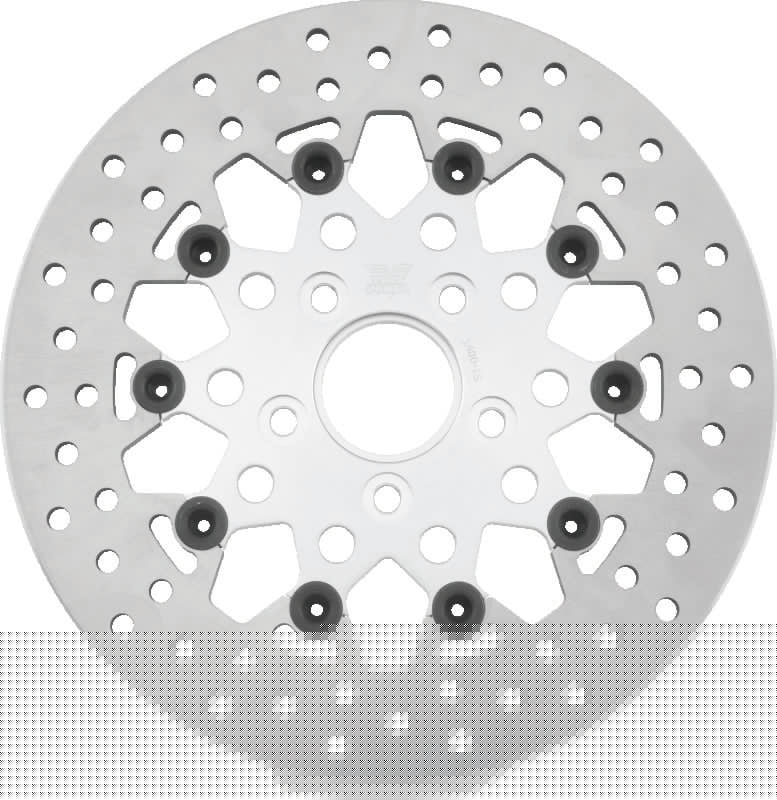Twin Power 84-17 Big Twin Exc 08-17 FLH FLT Rear 11.5 Floating Rotor Silver Mesh TWP666840