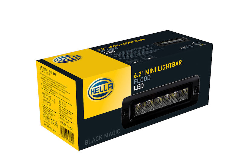 Hella Universal Black Magic 6 L.E.D. Flush Mount Mini Light Bar - Flood Beam HELLA358176221