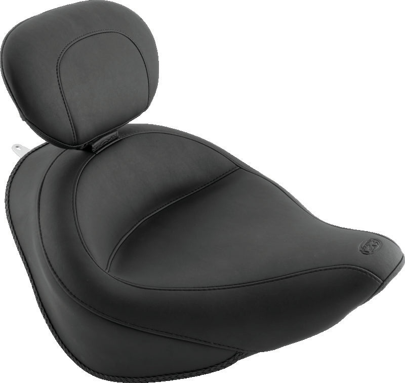 Mustang 06-17 Harley Softail Wide Tire (200mm) Wide Touring Solo Seat w/Driver Backrest - Black