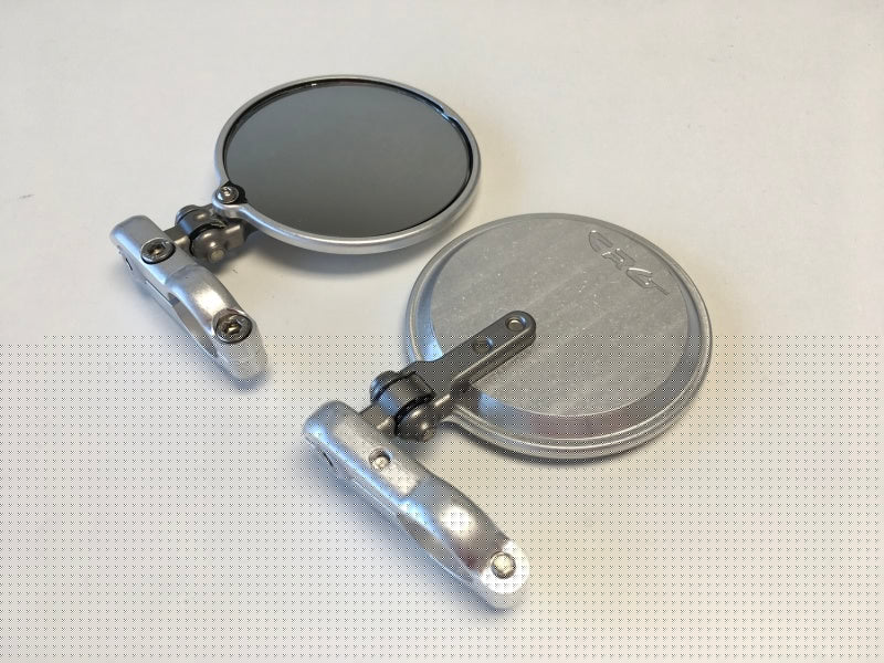 CRG Hindsight Folding 3 in. Round Bar-End Mirror Left - Silver CRGHSLS-201-L