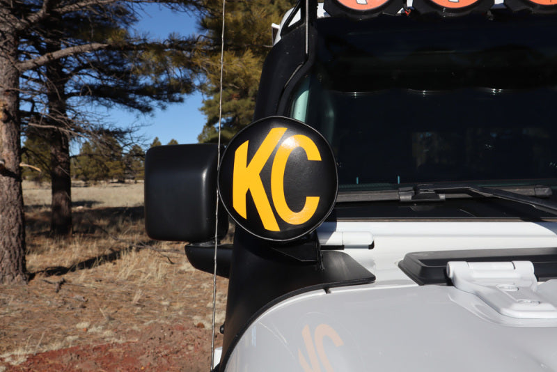 KC HiLiTES 6in. Round Soft Cover (Pair) - Black w/Yellow KC Logo KCL5102