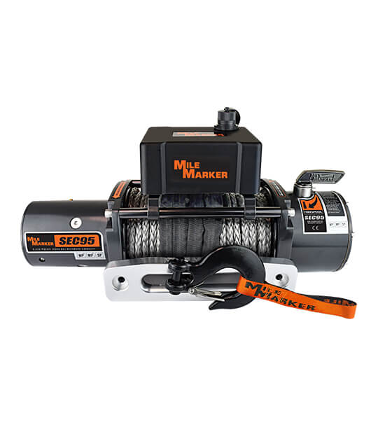 9500 LB Winch W/ 92 Foot Synthetic Rope 4.9 HP Series Wound Motor SEC9.5 ES Premium Mile Marker