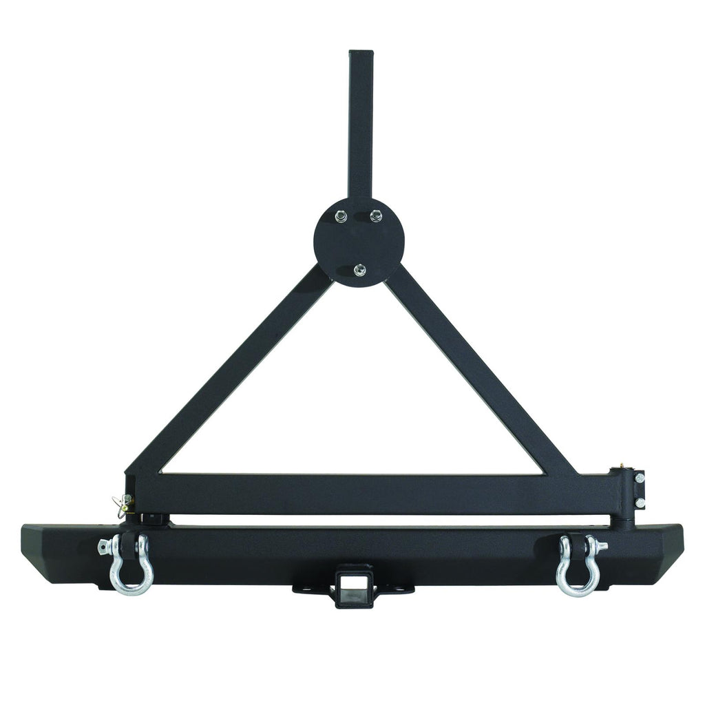 SRC Classic Rear Bumper 76-06 Wrangler CJ/YJ/TJ/LJ W/ D-Rings Hitch Tire Carrier Black Textured Smittybilt