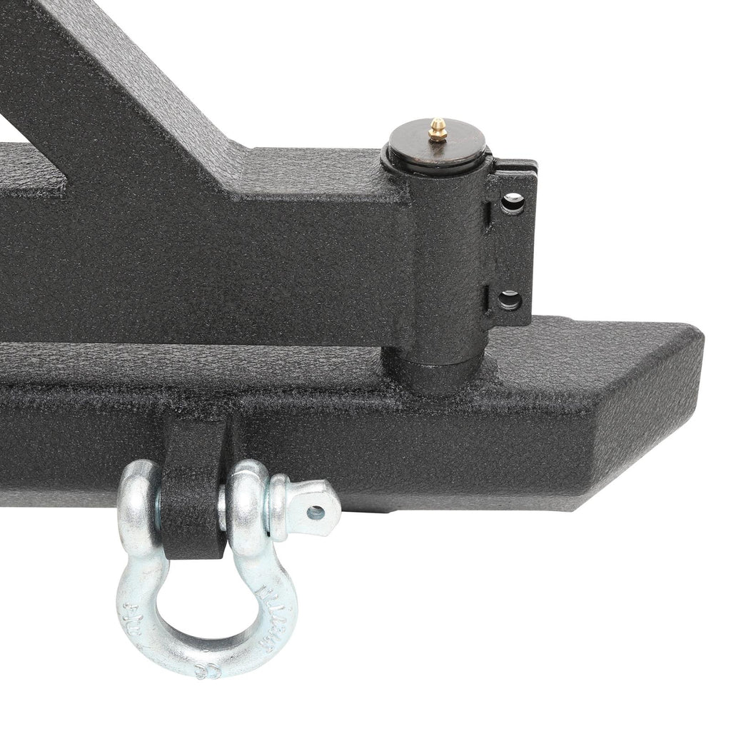 SRC Classic Rear Bumper 76-06 Wrangler CJ/YJ/TJ/LJ W/ D-Rings Hitch Tire Carrier Black Textured Smittybilt