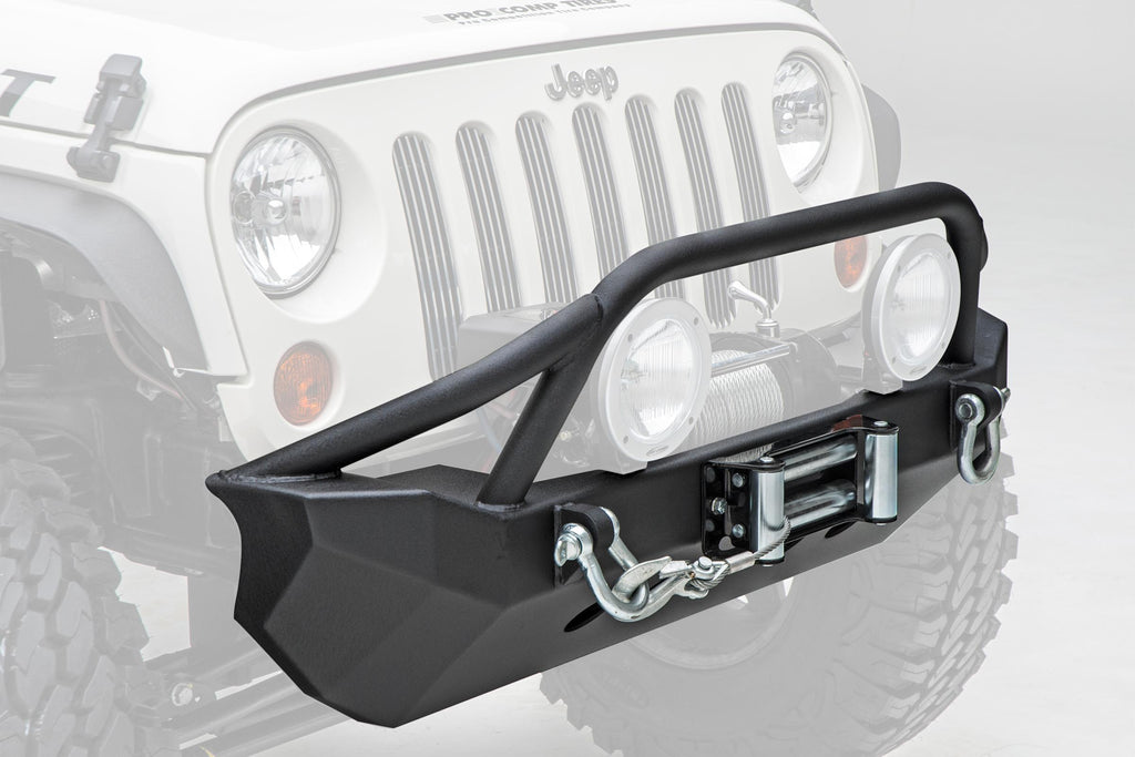 XRC Front Jeep JK Bumper w/ Stinger Winch Plate D-Rings 07-18 Jeep JK Wrangler Black Powdercoat Smittybilt