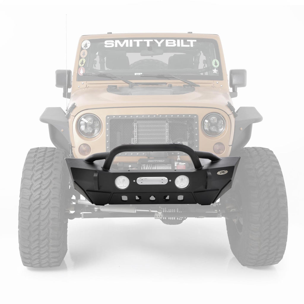 XRC Front Jeep JL Bumper w/ Stinger Winch Plate D-Rings 18-Present Jeep JL Wrangler Light Texture Black Powdercoat Smittybilt