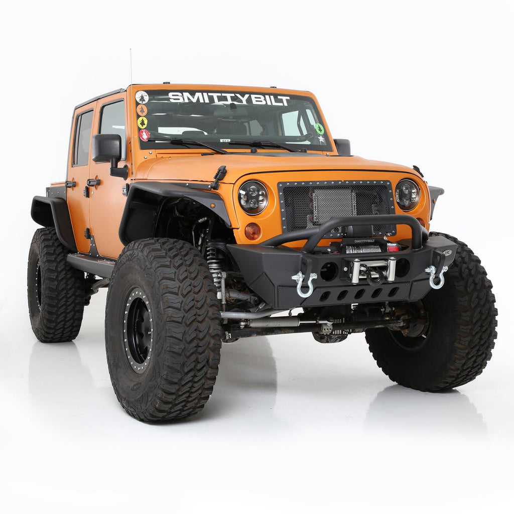 XRC Front Jeep JL Bumper w/ Stinger Winch Plate D-Rings 18-Present Jeep JL Wrangler Light Texture Black Powdercoat Smittybilt