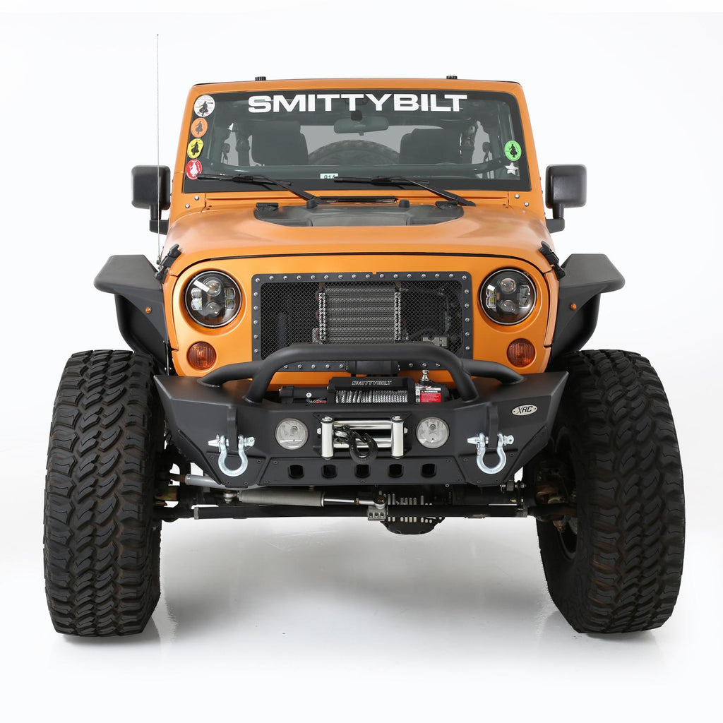 XRC Front Jeep JL Bumper w/ Stinger Winch Plate D-Rings 18-Present Jeep JL Wrangler Light Texture Black Powdercoat Smittybilt