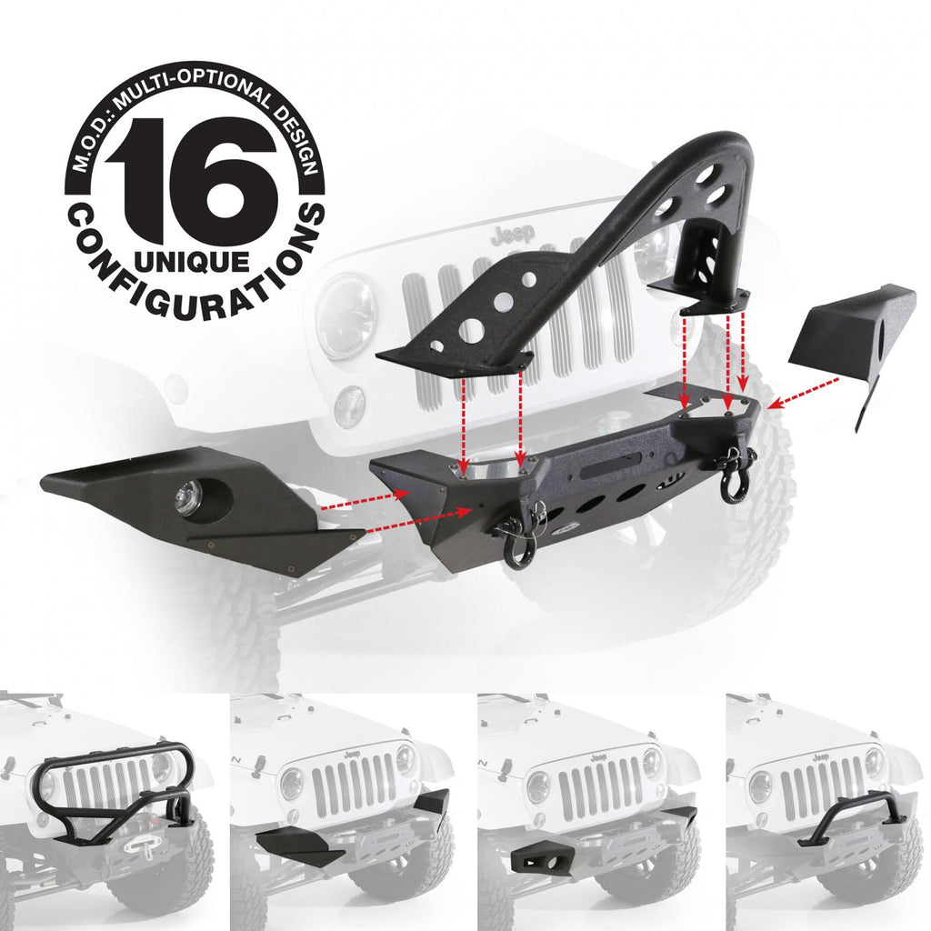 XRC M.O.D. Option Full Width End Plates Smittybilt Black Textured