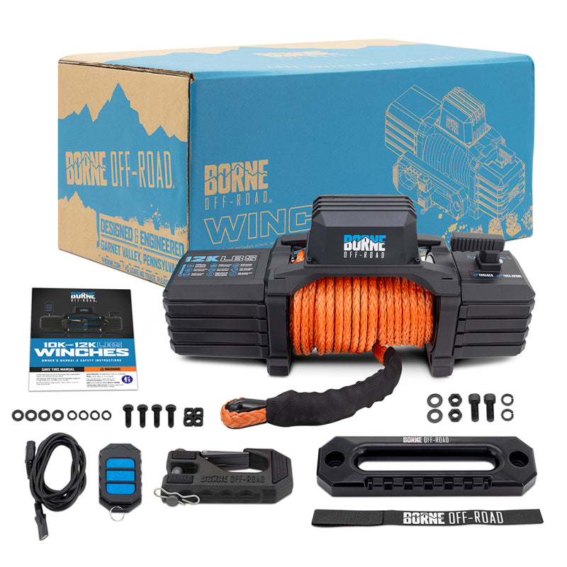 Borne Off-Road 12K Winch - Orange Synthetic Rope BRNBNWN-12-SOR