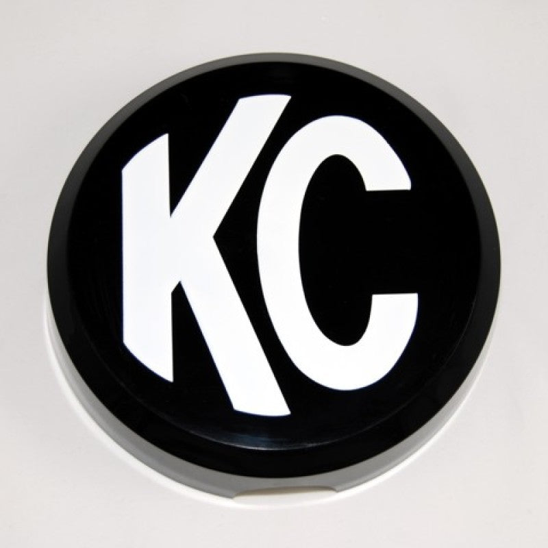KC HiLiTES 6in. Round Hard Cover for Daylighter/SlimLite/Pro-Sport (Single) - Black w/White KC Logo KCL5105