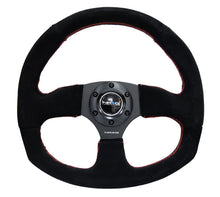 Load image into Gallery viewer, NRG Reinforced Steering Wheel (320mm Horizontal / 330mm Vertical) Suede w/Red Stitch NRGRST-009S-RS