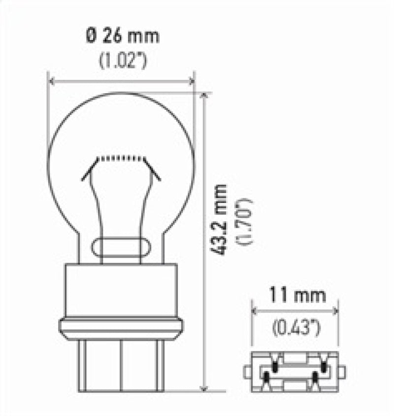 Hella Bulb 3157 12V 27/7W W2.5x16q S8 HELLA3157