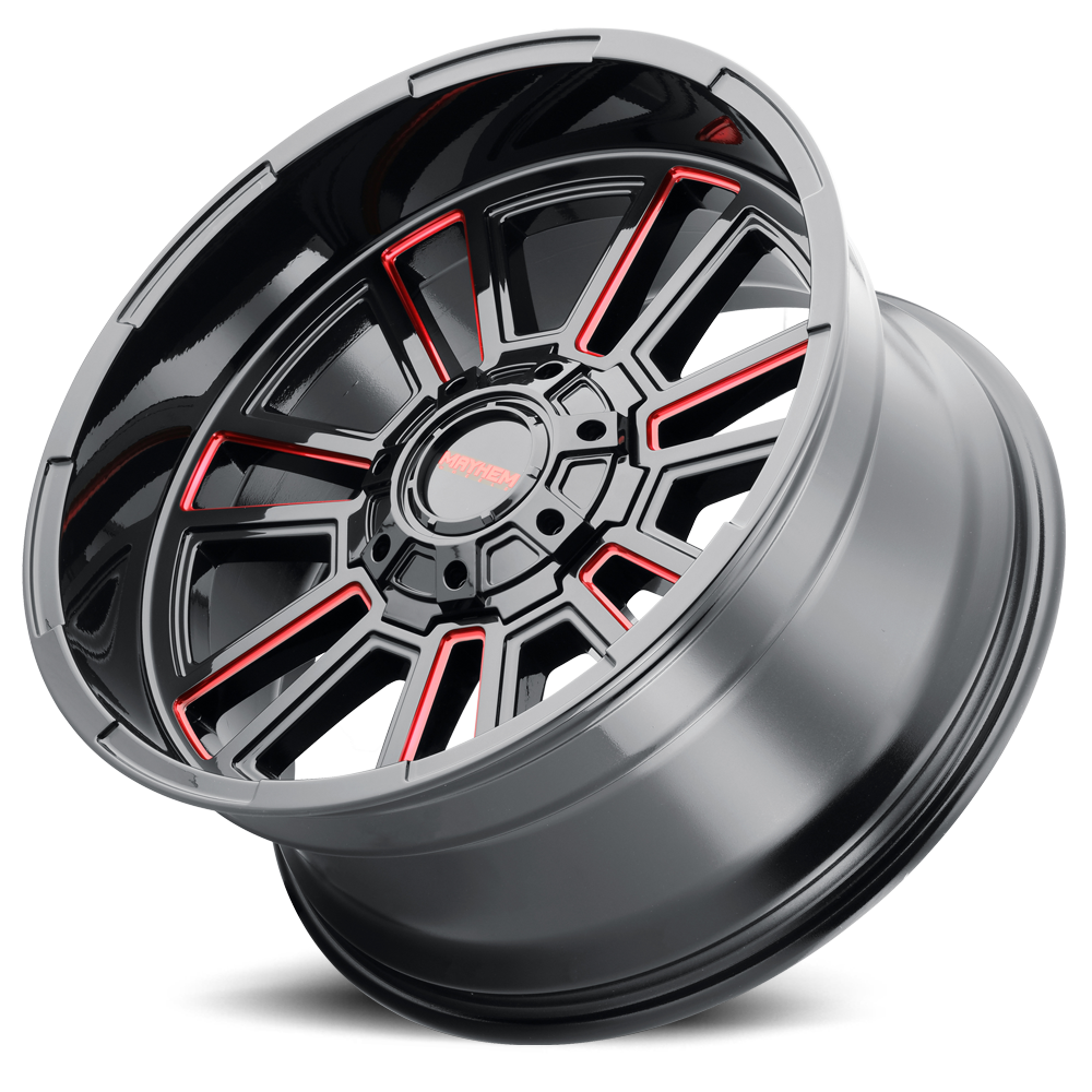 Mayhem Offroad Wheels Apollo 8115 RD 20x9 Prism Red Milled Gloss Black 0 Off Set 8 Lug 125.2 Bore 170 Bolt Circle Cast Aluminum