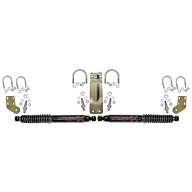 Black MAX Dual Steering Stabilizer Kit With Black Cylinders and Black Boots 2005-2023 Ford F250/F350 Super Duty Skyjacker