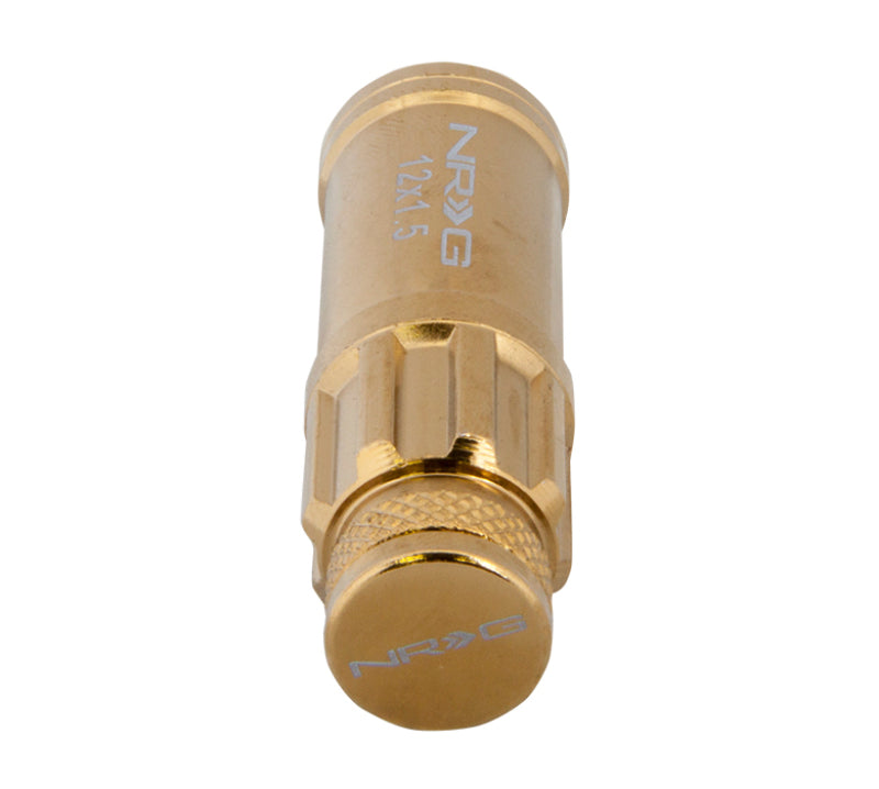 NRG 700 Series M12 X 1.5 Steel Lug Nut w/Dust Cap Cover Set 21 Pc w/Locks & Socket - Chrome Gold NRGLN-LS700CG-21