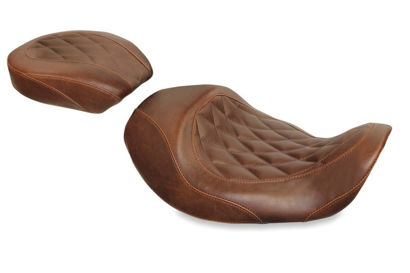 Mustang 06-17 Harley Dyna Wide Tripper Forward Solo Seat Diamond Stitch - Distressed Brown MMP76711