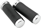 Bikers Choice Chrome & Leather 1 Inch Grips Universal Pr