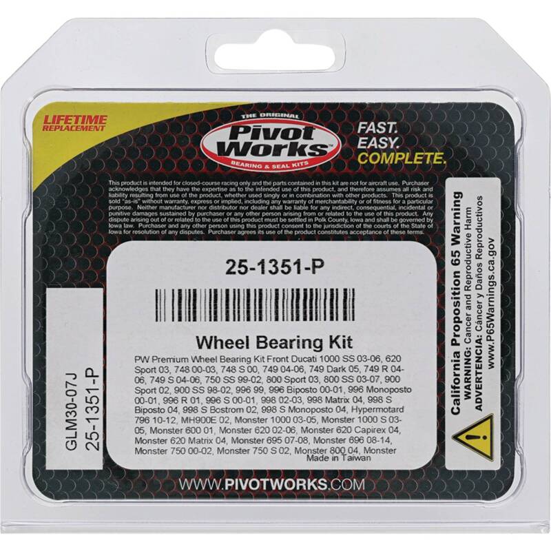 Pivot Works BMW/Ducati/Monster Premium Wheel Bearing PIV25-1351-P