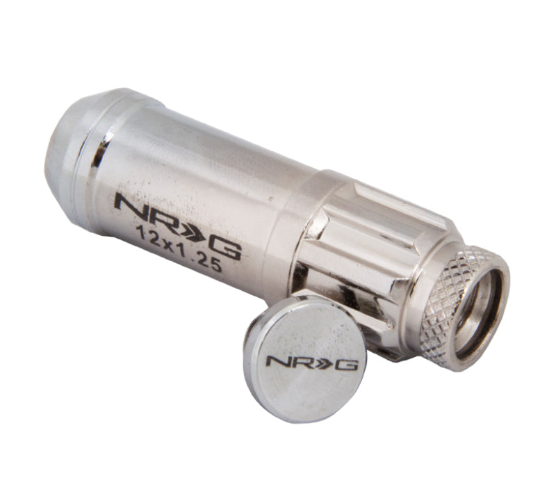 NRG 700 Series M12 X 1.25 Steel Lug Nut w/Dust Cap Cover Set 21 Pc w/Locks & Lock Socket - Silver NRGLN-LS710SL-21