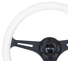 Load image into Gallery viewer, NRG Classic Wood Grain Steering Wheel (350mm) Glow-N-The-Dark Green Grip w/Black 3-Spoke Center NRGST-015BK-GL