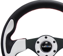 Load image into Gallery viewer, NRG Reinforced Steering Wheel (320mm) Blk w/White Trim &amp; 4mm 3-Spoke NRGRST-001WT