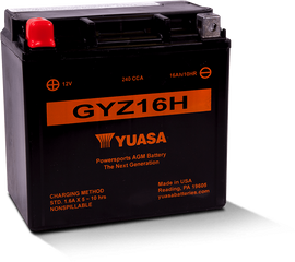 Yuasa GYZ16H High Performance Maintenance Free AGM 12 Volt Battery