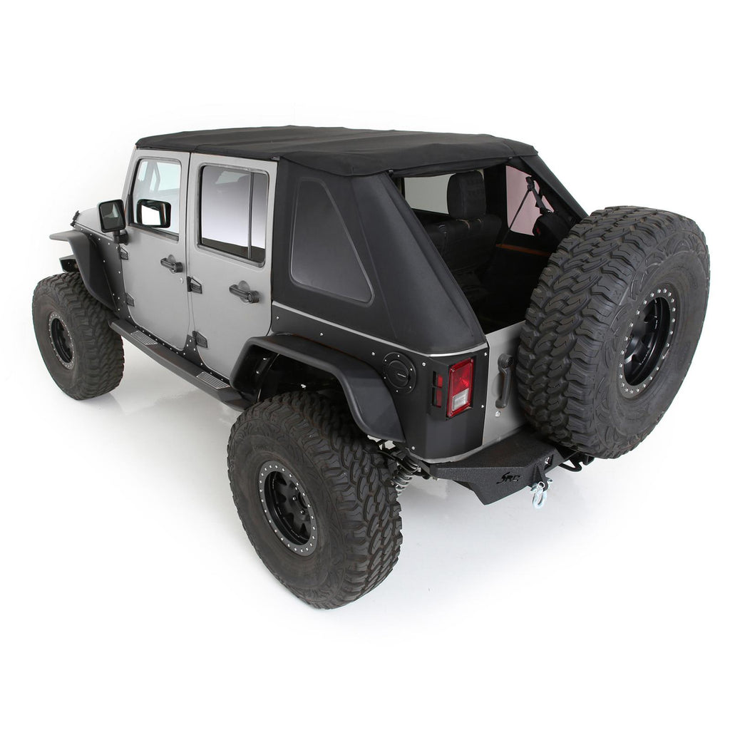Bowless Soft Top Combo 07-18 Wrangler JK 4 DR OEM Replacement W/Tinted Windows Black Diamond Smittybilt