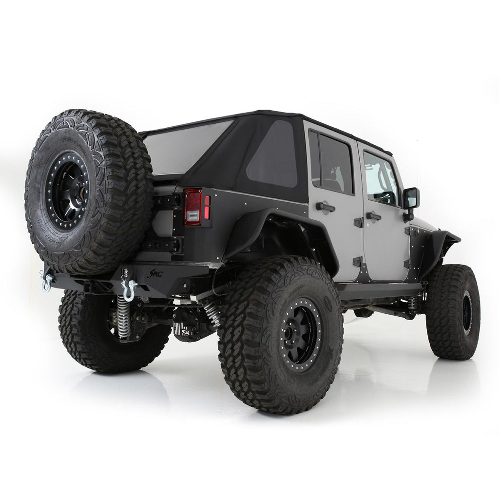 Bowless Soft Top Combo 07-18 Wrangler JK 4 DR OEM Replacement W/Tinted Windows Black Diamond Smittybilt