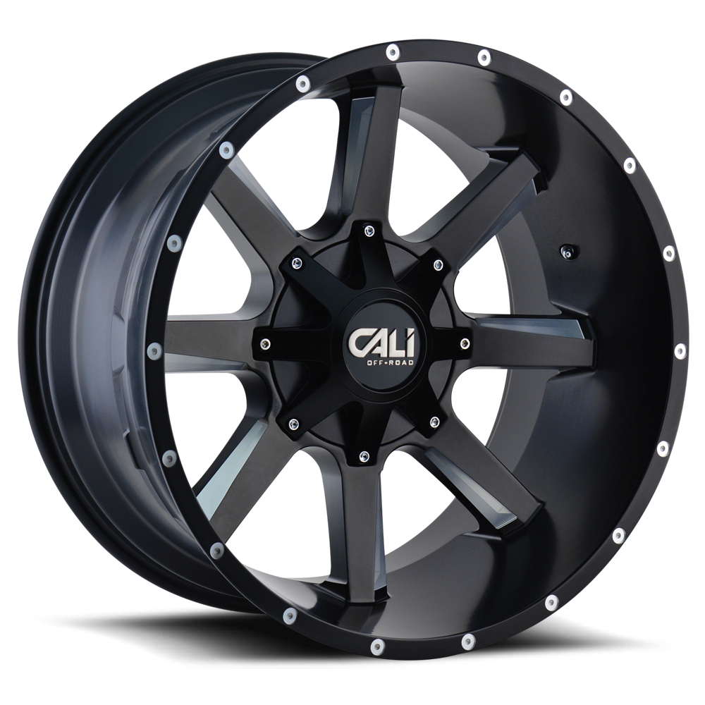 Cast Aluminum Wheels Busted 9100 SB 20x9 Milled Spokes Satin Black 8 On 180 Bolt Pattern 18 Offset Cali Offroad Wheels