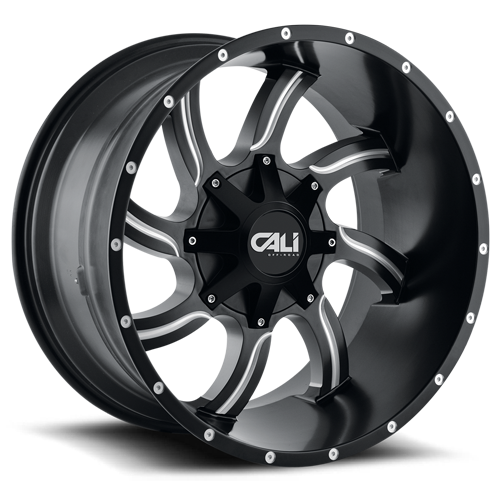 Cast Aluminum Wheels Twisted 9102 SB 22x12 Milled Spokes Satin Black 8 On 165.1/8 On170 Bolt Pattern -44 Offset Cali Offroad Wheels
