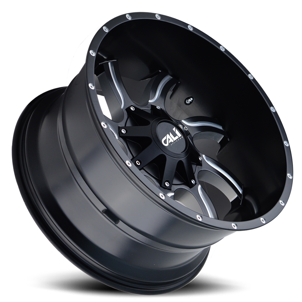 Cast Aluminum Wheels Twisted 9102 SB 22x12 Milled Spokes Satin Black 8 On 165.1/8 On170 Bolt Pattern -44 Offset Cali Offroad Wheels