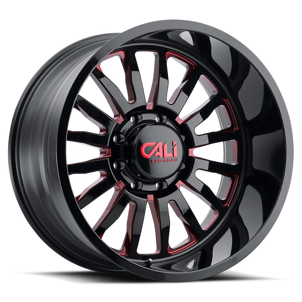 Cast Aluminum Wheels Summit 9110 GB-RD 20x9 Red Milled Spokes Gloss Black 8 On 165.1 Bolt Pattern 0 Offset Cali Offroad Wheels