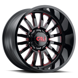 Cast Aluminum Wheels Summit 9110 GB-RD 20x9 Red Milled Spokes Gloss Black 8 On 165.1 Bolt Pattern 0 Offset Cali Offroad Wheels
