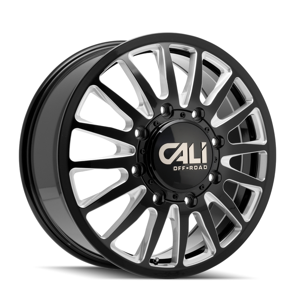 Dually Wheels Summit Dually 9110D GB 22x8.25 Milled Spokes Gloss Black 8 On 210 Bolt Pattern 115 Offset Cali Offroad Wheels