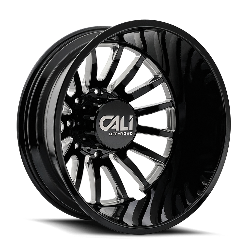 Dually Wheels Summit Dually 9110D GB 20x8.25 Milled Spokes Gloss Black 8 On 210 Bolt Pattern -232 Offset Cali Offroad Wheels