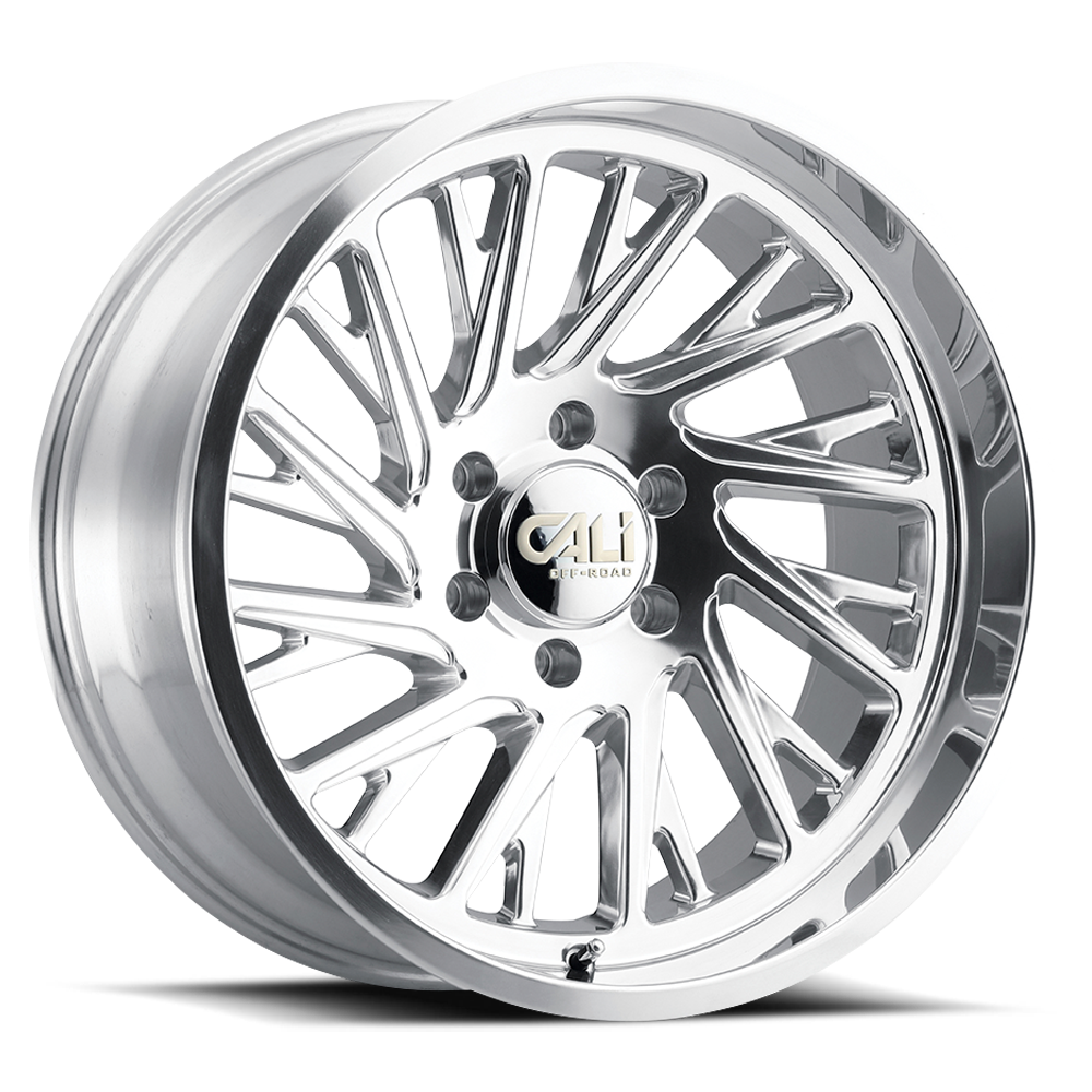 Cast Aluminum Wheels Purge 9114 PO 20x10 Milled Spokes Polished Silver 6 On 139.7 Bolt Pattern -25 Offset Cali Offroad Wheels
